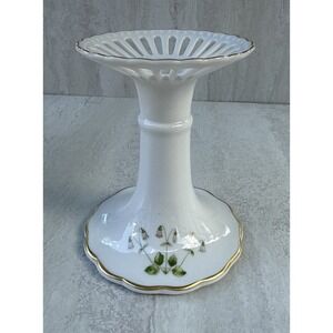 Hackefors Porslin Linnea Borealis Open Work Porcelain Candle stick Sweden  #7615